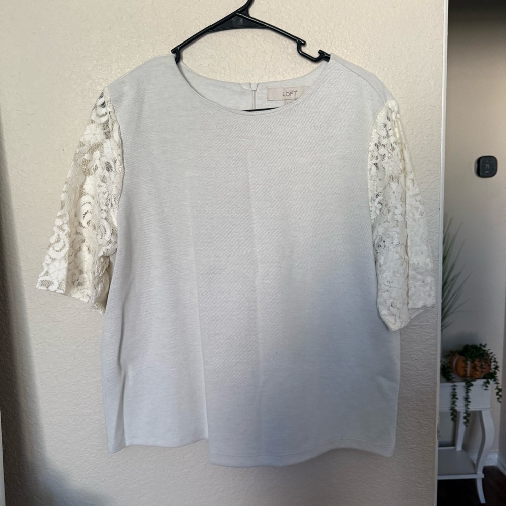 LOFT Cream Textured Top large